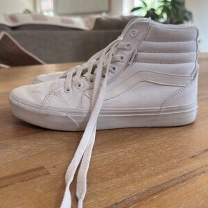 Vans Women’s Sk8 White High-Top Canvas Sneakers - 6.5